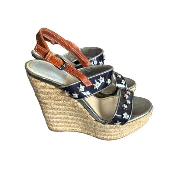 AUTHENTIC CHRISTIAN DIOR PLATFORM WEDGE FLORAL SANDALS SIZE US 6 EURO 36 - Picture 2 of 7